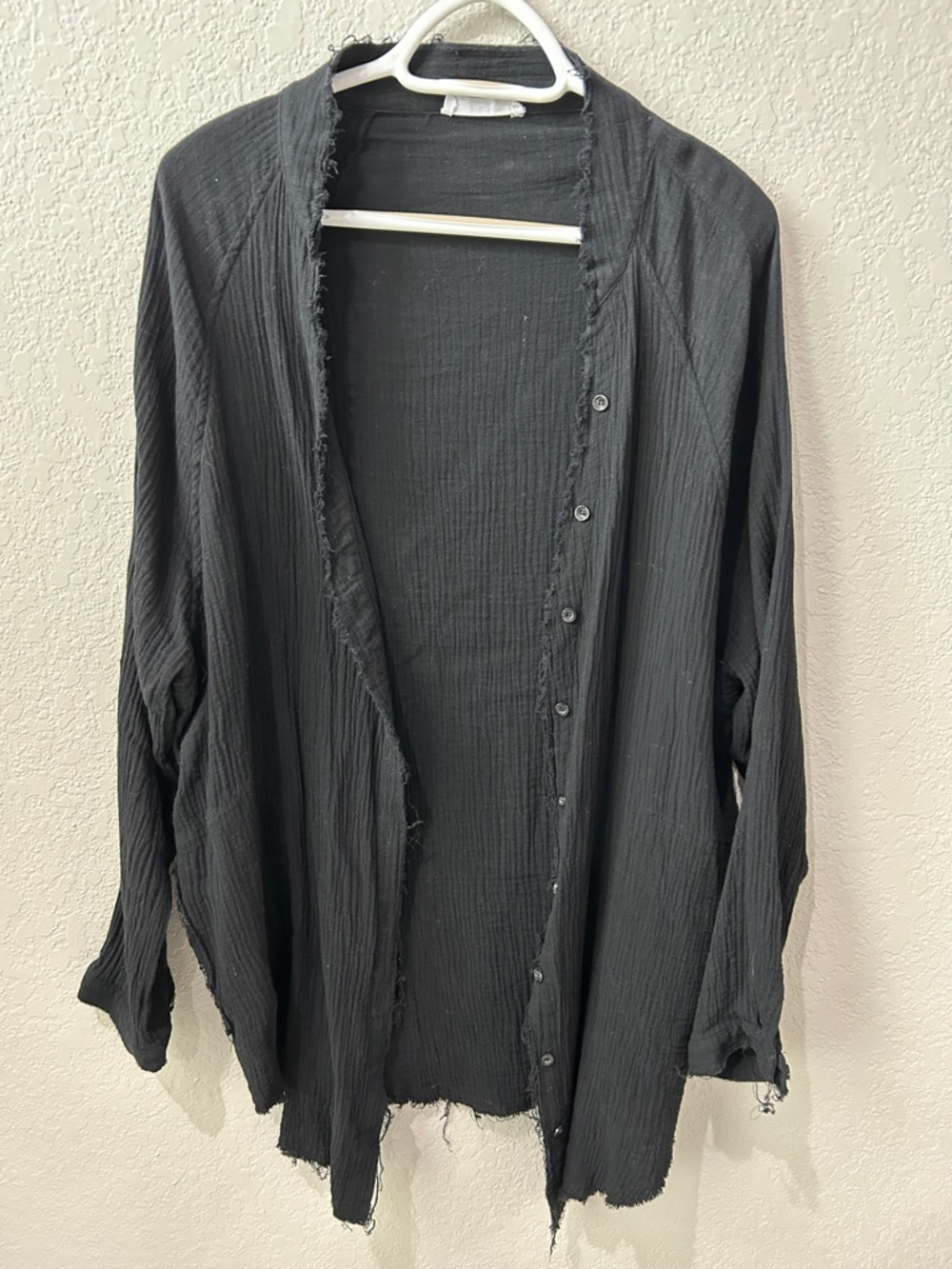 TALULAH Black Lightweight Button-Down Shirt/coverup